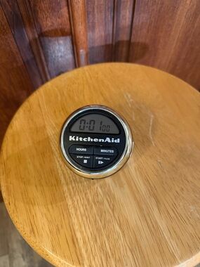 KitchenAid Cooks Series Round Digital Kitchen Timer in Black and Silver Trim